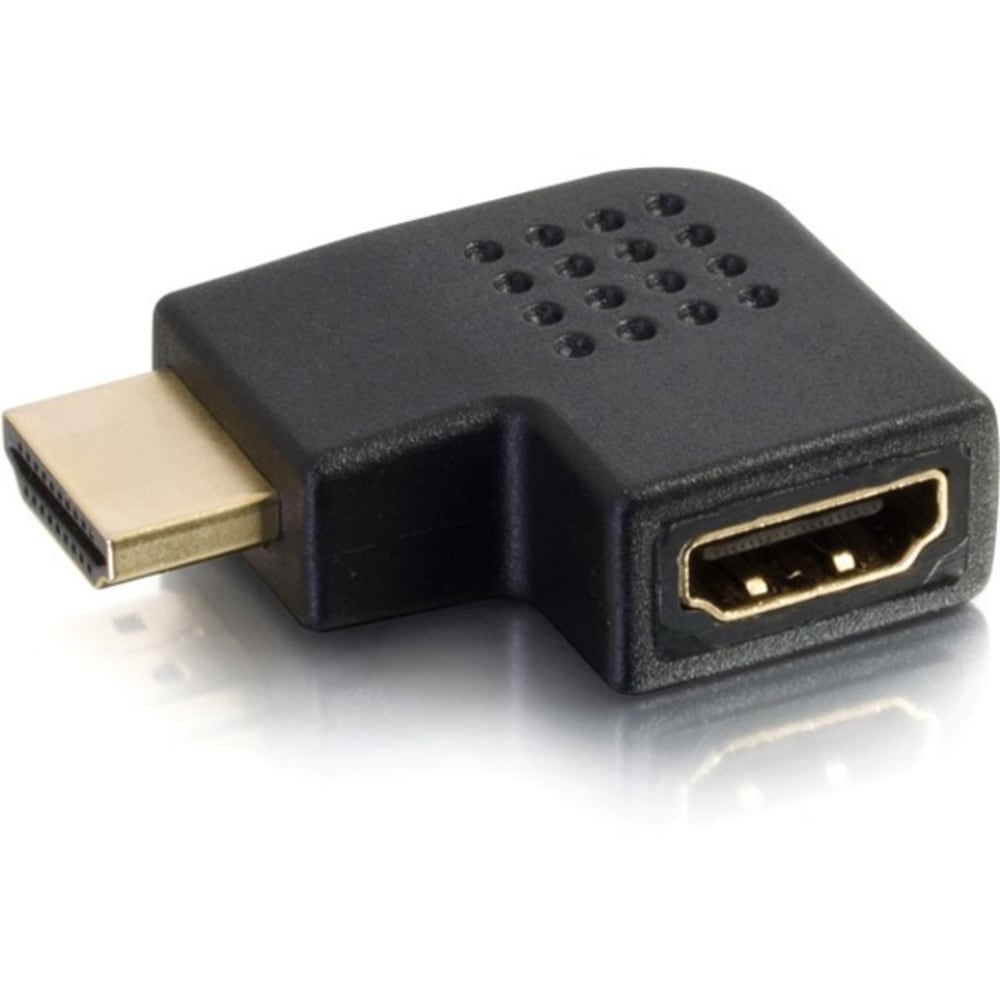 C2G Right Angle HDMI Adapter - Left Exit - 1 x HDMI Digital Audio/Video Female - 1 x HDMI Digital Audio/Video Female - Gold Connector - Black MPN:43291