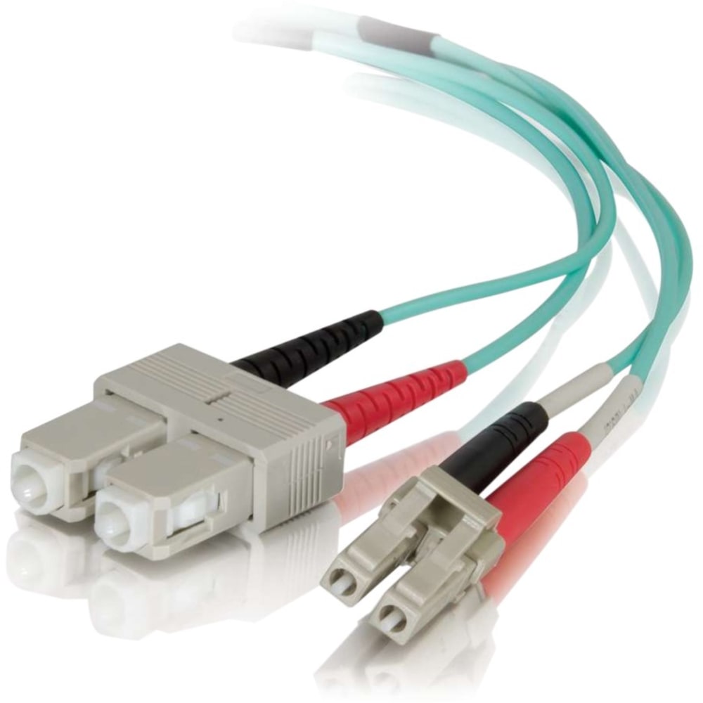 C2G 3m LC-SC 50/125 Duplex Multimode OM4 Fiber Cable - Aqua - 10ft - Patch cable - LC multi-mode (M) to SC mult - 01010 MPN:01010