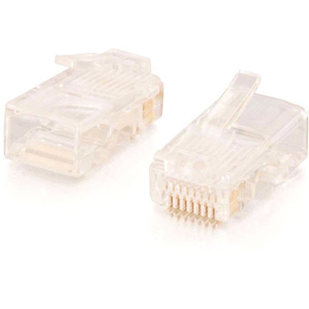 C2G RJ45 Cat5E Modular Plug for Round Stranded Cable Multipack (100-Pack) - 1 Pack - 1 x RJ-45 Network Male - Clear MPN:11381