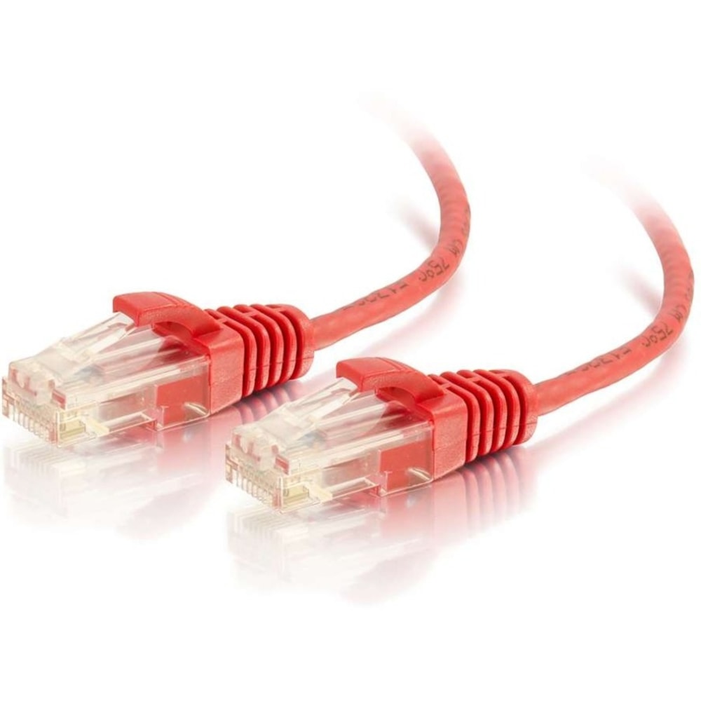 C2G 1ft Cat6 Snagless Unshielded (UTP) Slim Ethernet Cable - Cat6 Network Patch Cable - PoE - Red - 1 ft Category 6 Network Cable - 01165 MPN:01165
