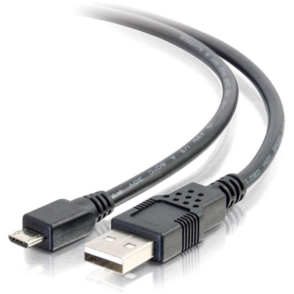 C2G 1m USB Charging Cable - USB A to Micro-B - USB Phone Cable M/M 3ft - Type A Male USB - Micro Type B Male USB - 3ft - Black MPN:27364