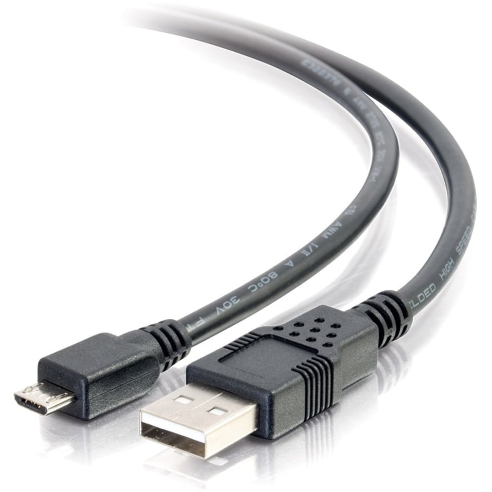 C2G 6.6ft USB to Micro B Cable - USB A to Micro USB Cable - USB 2.0 - M/M - Type A Male USB - Micro Type B Male USB - 6.56ft - Black MPN:27365