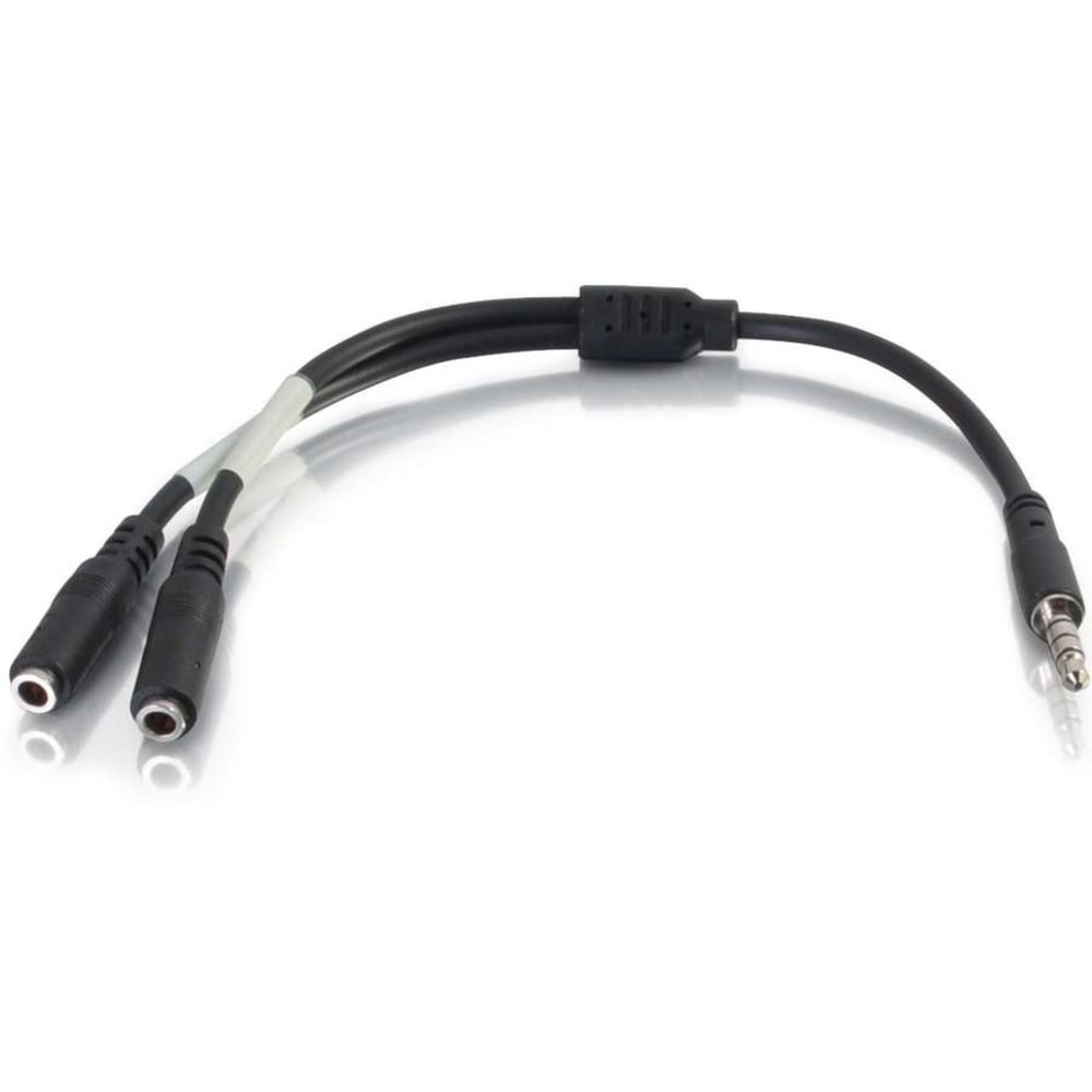 C2G 6in 4-pin 3.5mm Microphone and Headphone Breakout Adapter Y-Cable - 6in Mini-phone Audio Cable - 27394 MPN:27394
