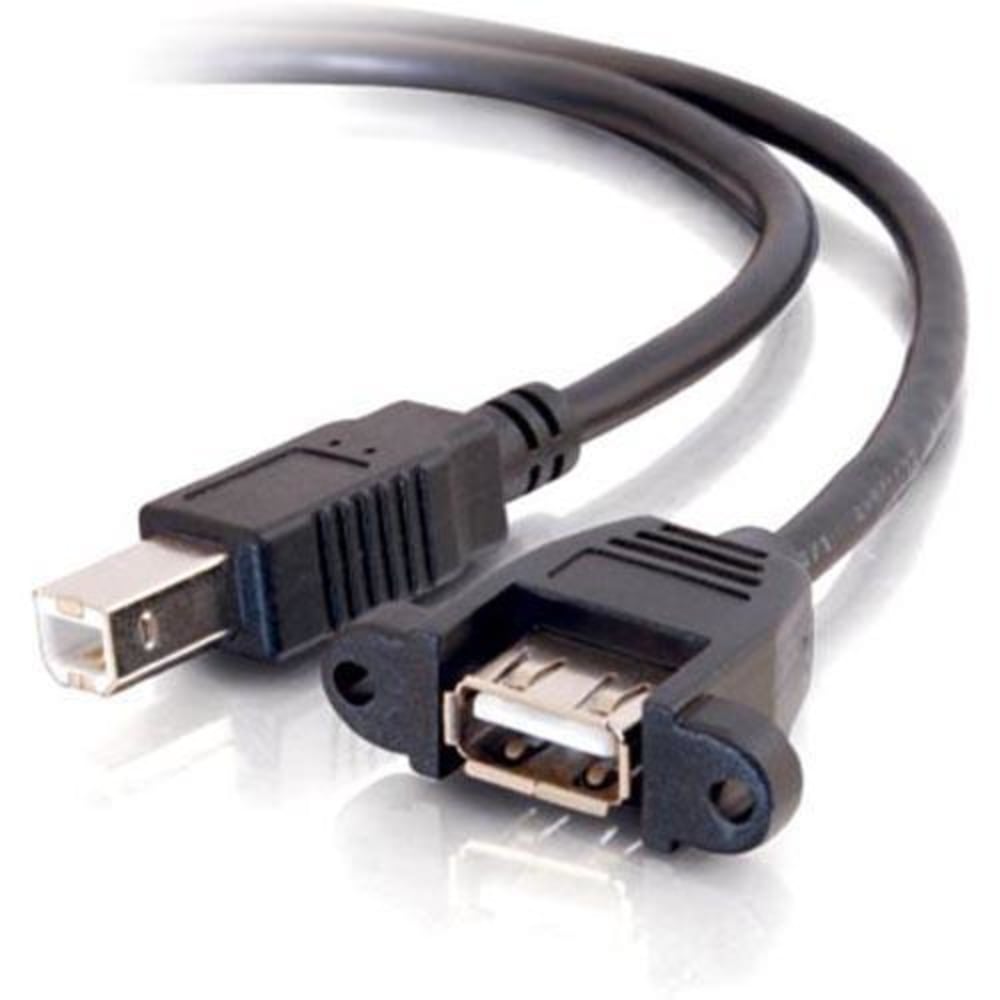 C2G 3ft Panel-Mount USB 2.0 A Female to B Male Cable - Type A Female USB - Type B Male USB - 3ft - Black MPN:28069