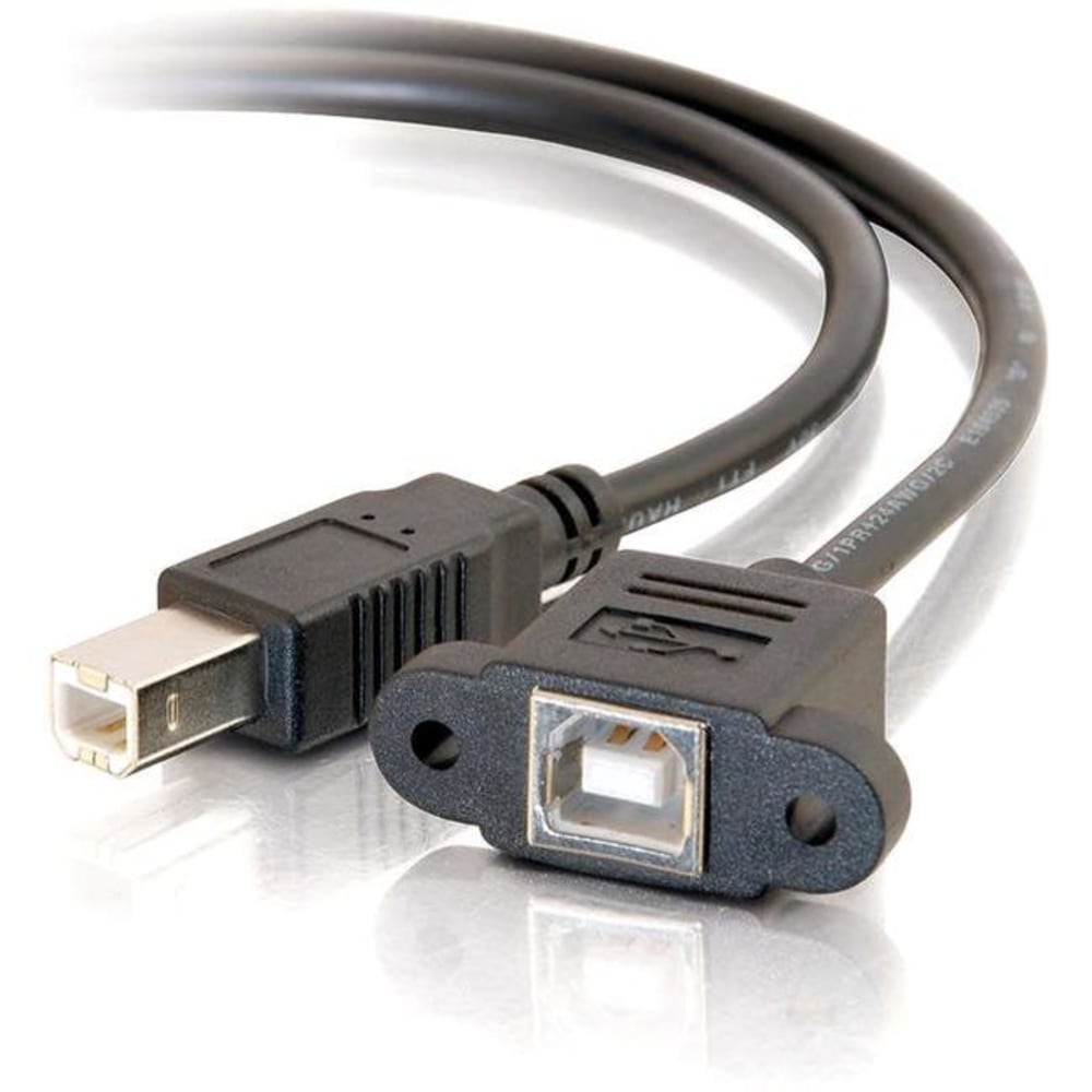 C2G 1.5ft Panel-Mount USB 2.0 B Female to B Male Cable - Type B Female USB - Type B Male USB - 1.5ft - Black MPN:28072