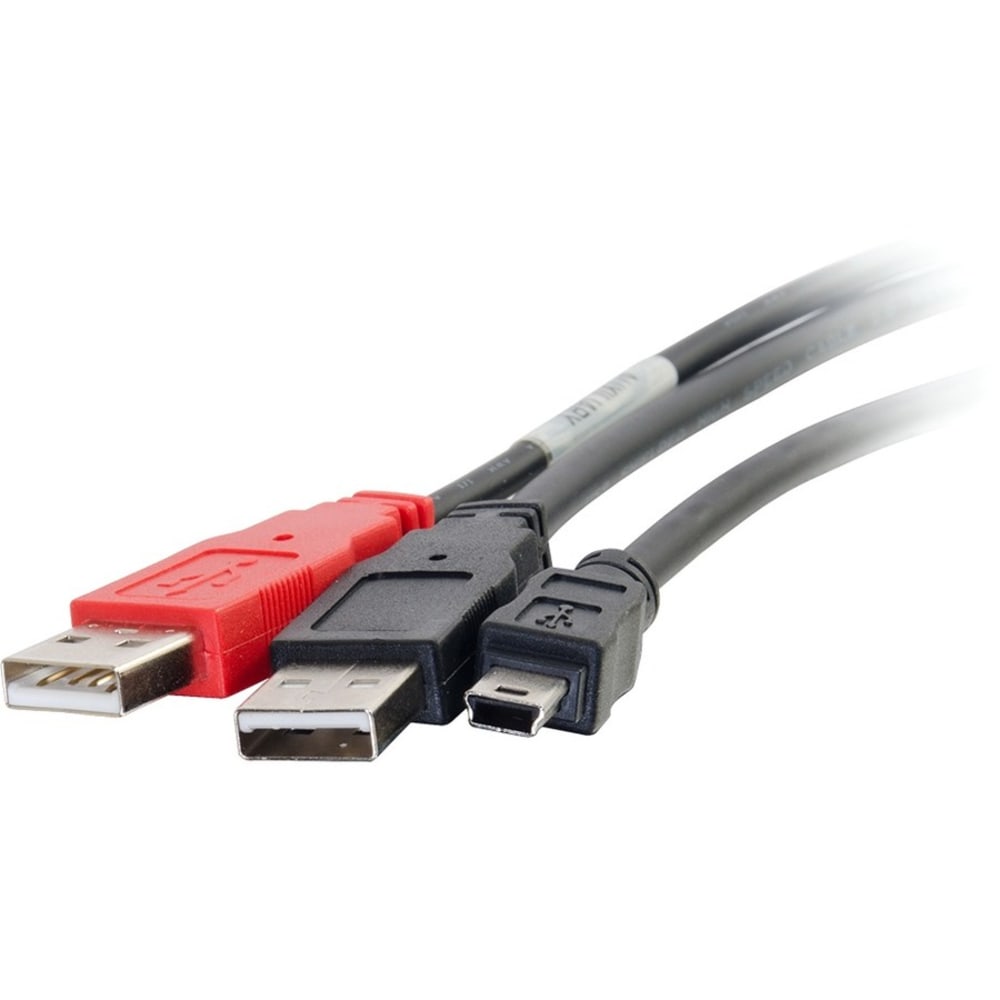 C2G 6ft USB 2.0 One Mini-b Male to Two A Male Y-Cable - Mini Type B Male USB - Type A Male USB - 6ft - Black MPN:28107