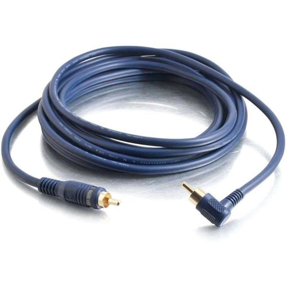 C2G Velocity 12ft Velocity Right Angled Subwoofer Cable - Subwoofer cable - RCA male to RCA male - 12 ft - STP - blue - right-angled connector MPN:29180