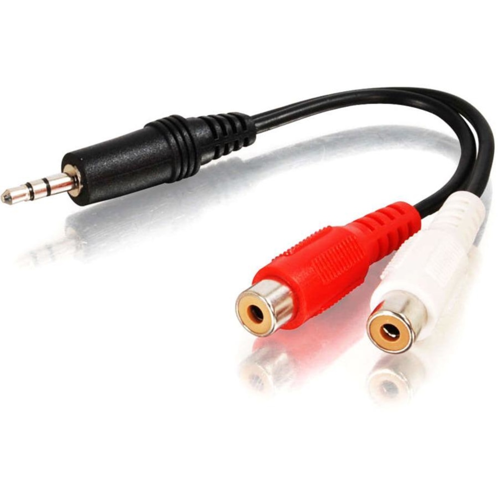 C2G 6in Value Series One 3.5mm Stereo Male To Two RCA Stereo Female Y-Cable - Mini-phone Male Stereo - RCA Female Stereo - Black MPN:40422