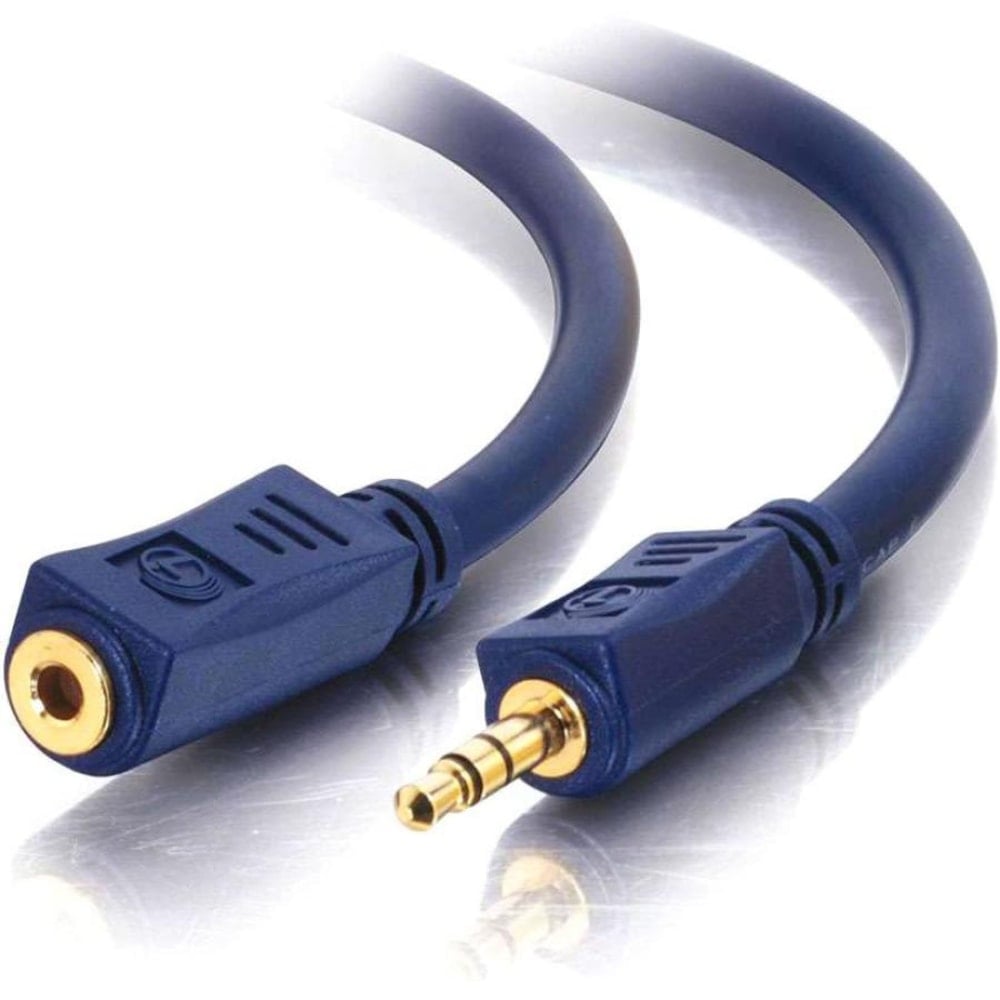 C2G 50ft Velocity 3.5mm M/F Stereo Audio Extension Cable - Mini-phone Female Stereo - Mini-phone Male Stereo - 50ft - Blue MPN:40611