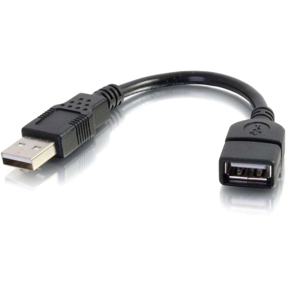 C2G 6in USB Extension Cable - USB 2.0 to USB - M/F - Provides a convenient way to connect a USB device with a fixed USB output MPN:52119