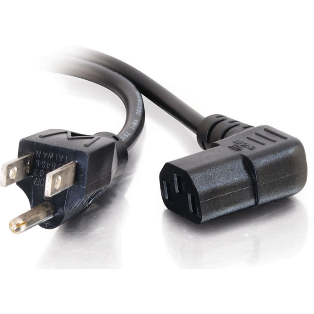 C2G 10ft Universal Right Angle Power Cord - 18AWG - NEMA 5-15P to IEC320C13R - TAA Compliant - 10ft MPN:27909