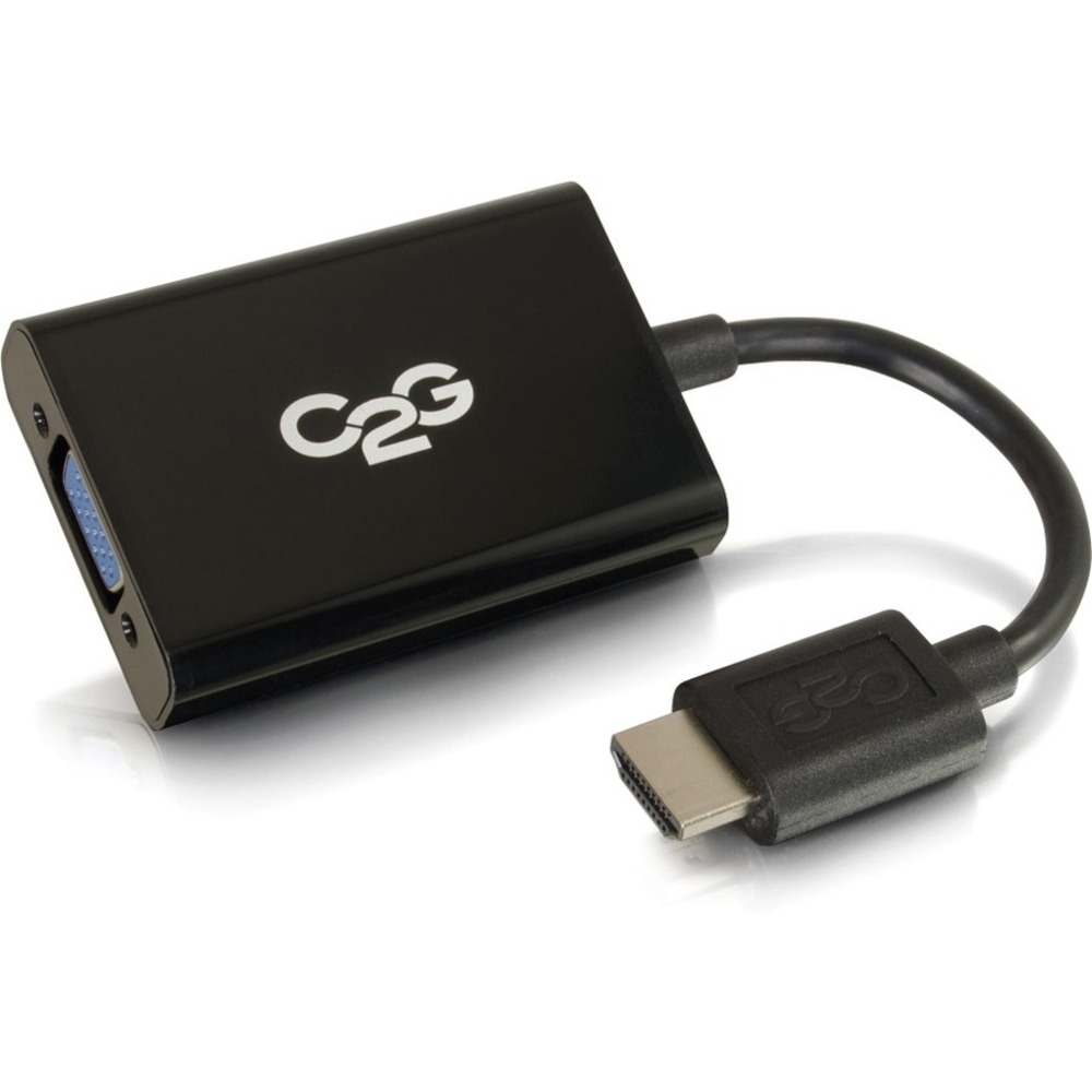 C2G HDMI to VGA Adapter Converter Dongle with Stereo Audio M/F - Black - HDMI/VGA/Mini-phone - 41351 MPN:41351