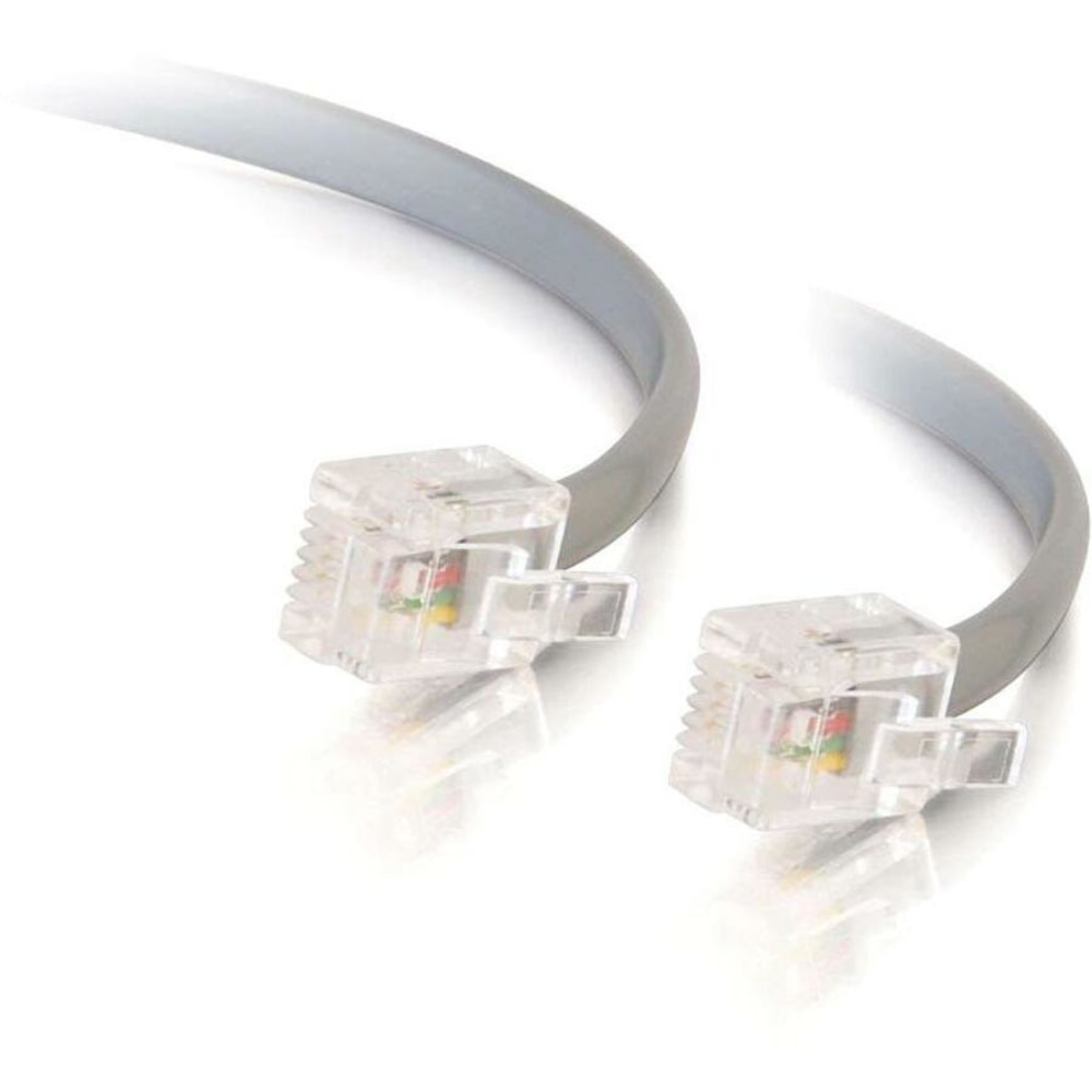 C2G 7ft RJ11 Modular Telephone Cable - RJ-11 Male - RJ-11 Male - 7ft - Silver MPN:02970