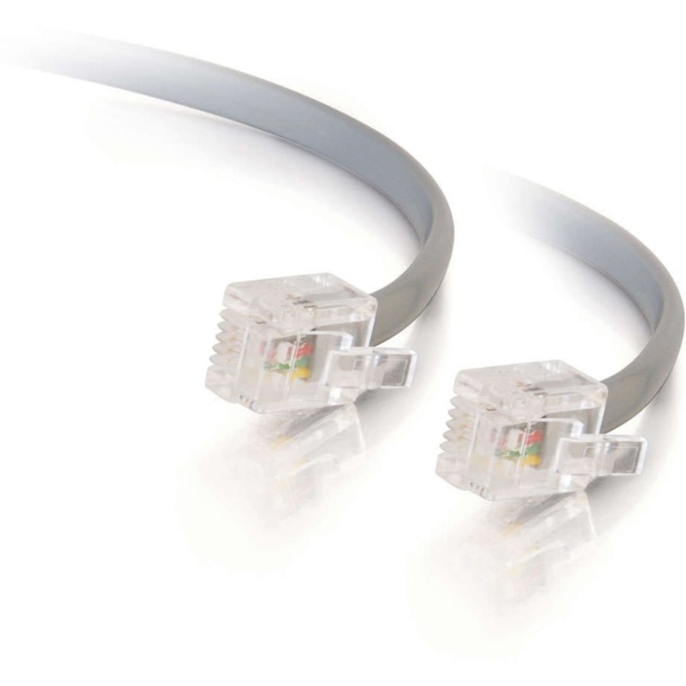 C2G Phone cable, RJ-11 (M) to RJ-11 (M), 14 ft, Silver, 09590 MPN:09590