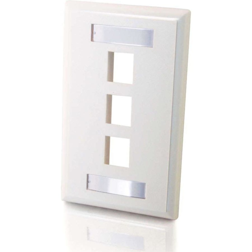 C2G 3-Port Single Gang Multimedia Keystone Wall Plate - White - 3 x Socket(s) - White MPN:03412