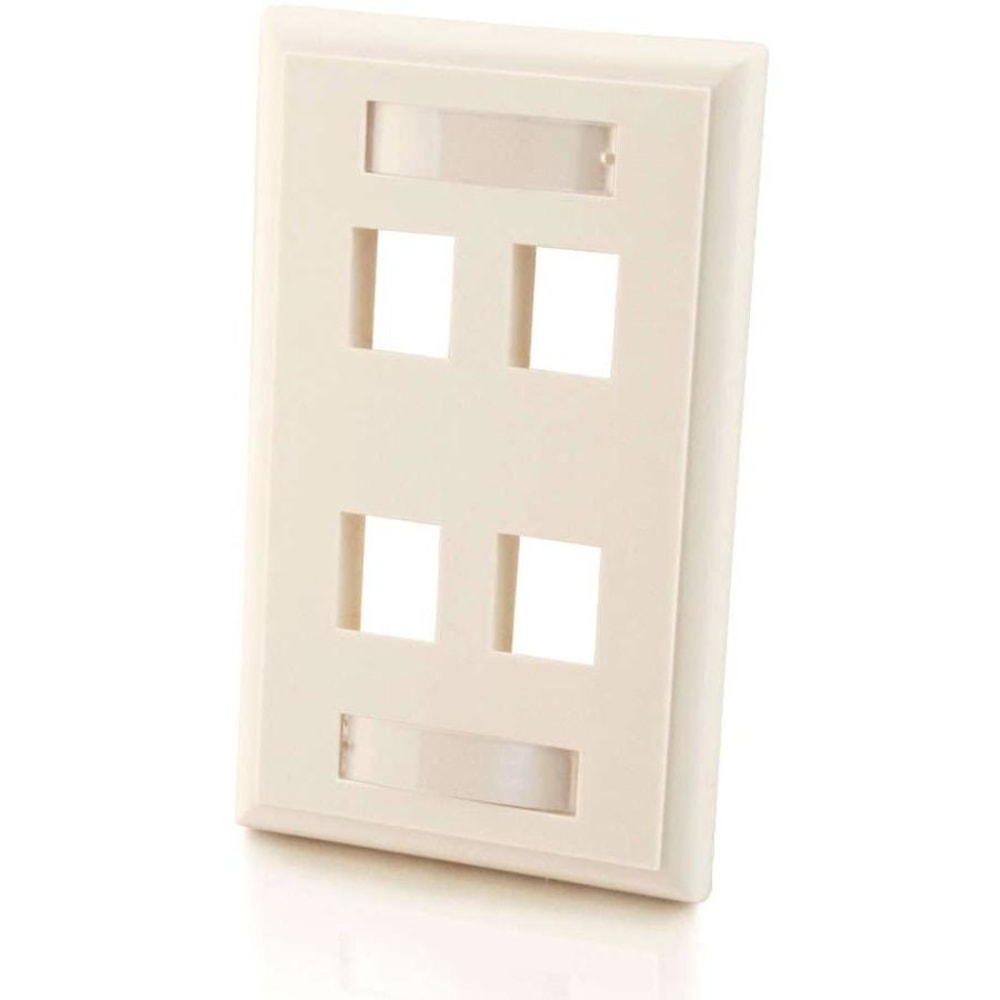 C2G 4-Port Single Gang Multimedia Keystone Wall Plate - White - 4 x Socket(s) - White MPN:03413