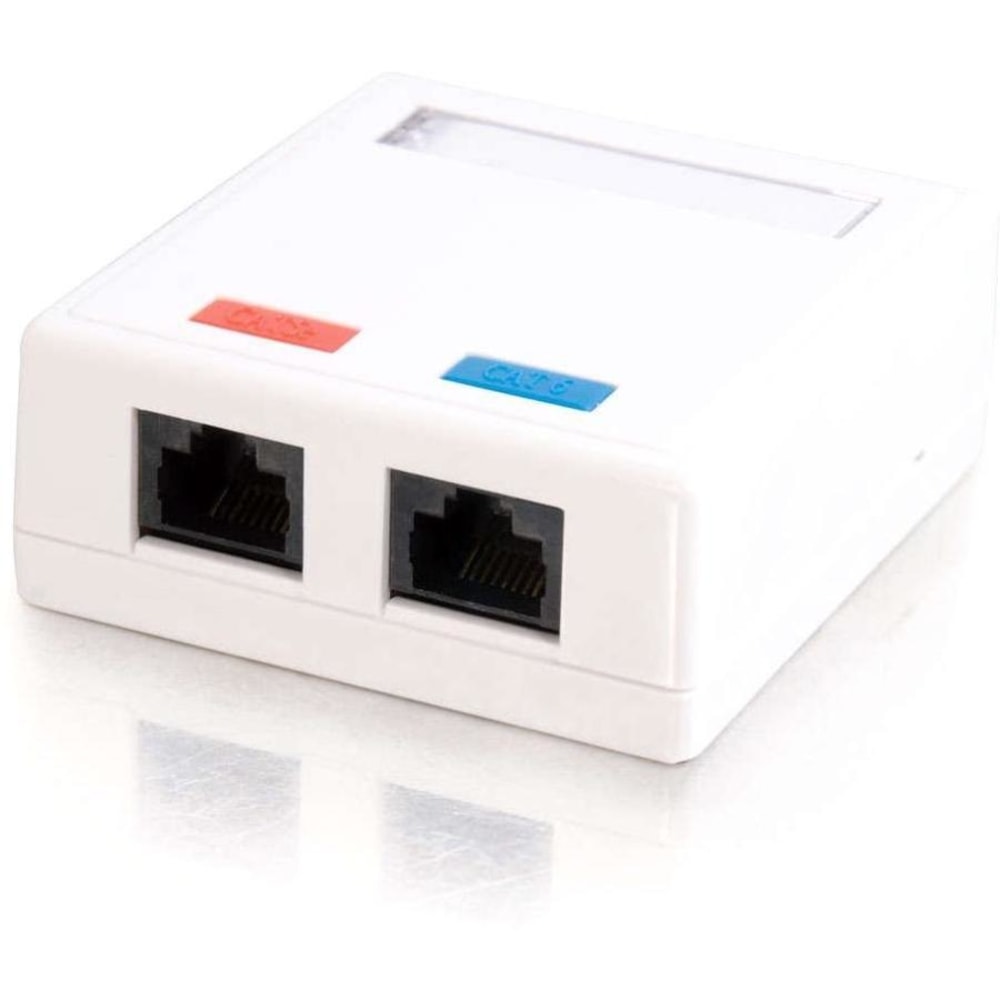 C2G 2-Port Cat5E Surface Mount Box - White - 2 x Socket(s) - RJ-45 Network - White MPN:03837