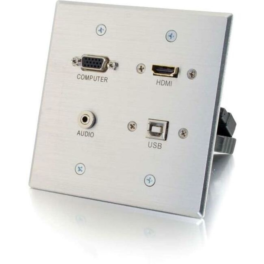 C2G HDMI, VGA, 3.5mm Audio and USB Pass Through Wall Plate - Double Gang - 2-gang - Aluminum - 1x HDMI Port(s) - 39703 MPN:39703