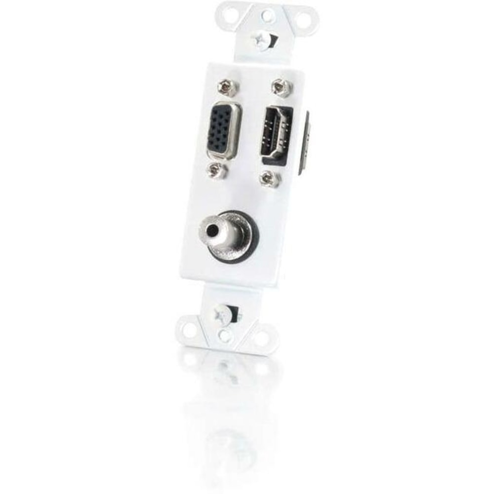 C2G HDMI, VGA and 3.5mm Audio Pass Through Wall Plate - White - White - 1 x HDMI Port(s) - 1 x Mini-phone Port(s) - 1 x VGA Port(s) MPN:41031