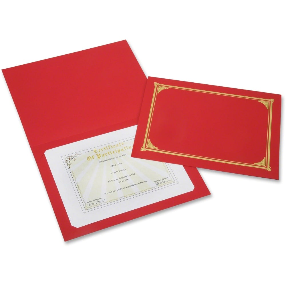 Geographics 30% Recycled Certificate Holder, 8 5/16in x 11 3/4in, Red, Pack of 6 (Min Order Qty 6) MPN:7510-01-627-2960