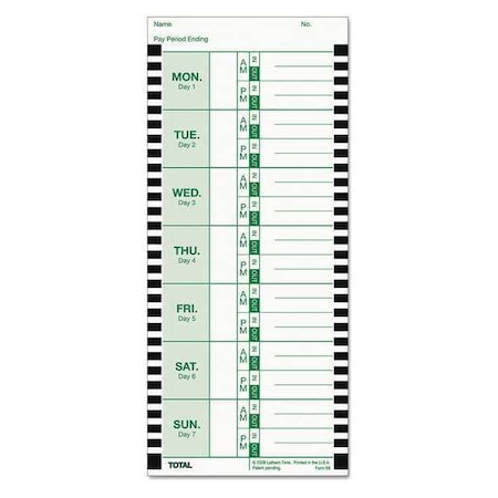 Time Card, Thermal, White, PK100 MPN:E8100