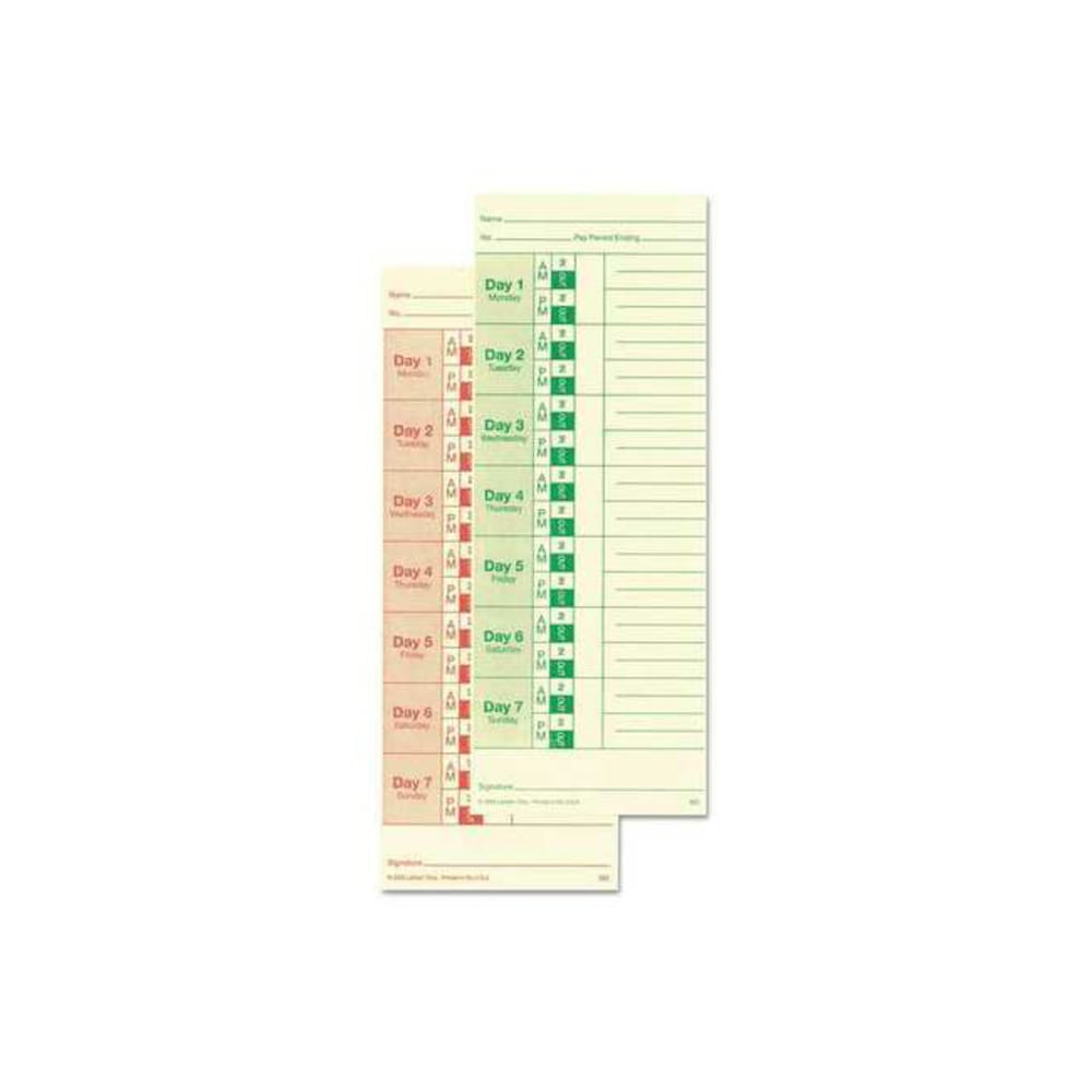 Lathem Time Cards, Weekly, 2-Sided, 3 3/8in x 9in, Box Of 100 (Min Order Qty 9) MPN:M2-100