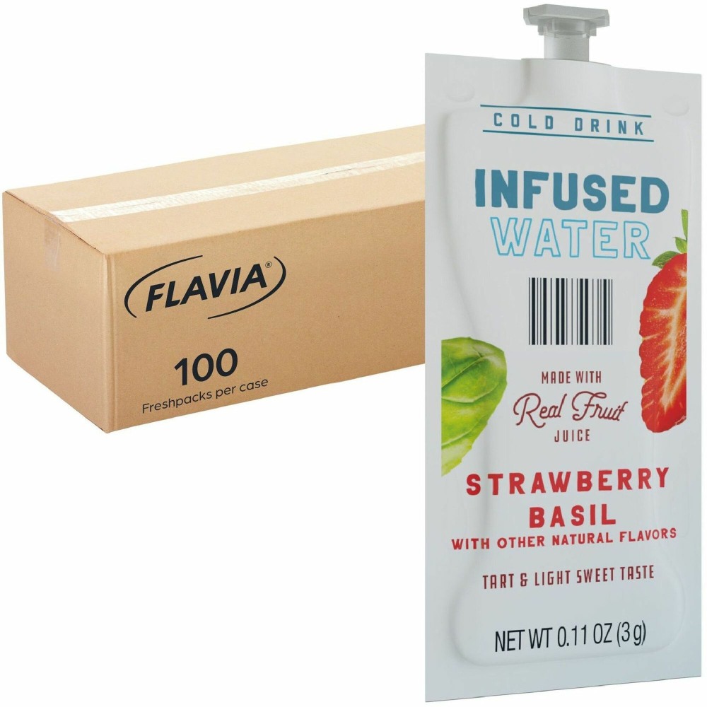 Flavia Strawberry Basil Infused Water Freshpack - Strawberry Basil - 100 / Carton MPN:48053