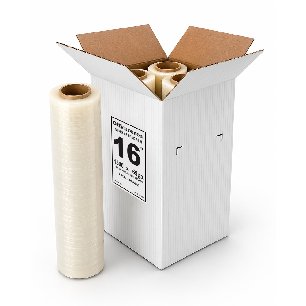 Hand Stretch Film Rolls, 69 Gauge, 16in x 1500ft, Clear, Total Qty 144 MPN:HPB161569ODI
