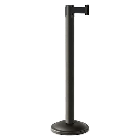 Barrier Post with Belt, Black, 10 ft Length, 38 1/2 in Post Height, No Legend, Powder Coated MPN:26-20400WB/BK/KIT
