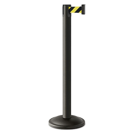Barrier Post with Belt, Black, 10 ft Length, 38 1/2 in Post Height, No Legend, Powder Coated MPN:26-20400WB/SF/KIT