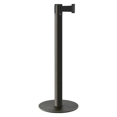 Barrier Post with Belt, Black, 10 ft Length, 40 in Post Height, No Legend, Powder Coated MPN:26-40703/WB/BK