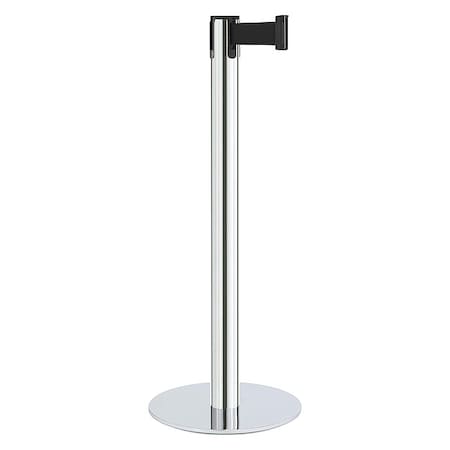 Barrier Post with Belt, Silver, 7 ft Length, 40 in Post Height, No Legend, Satin Chrome MPN:44-40703/BK
