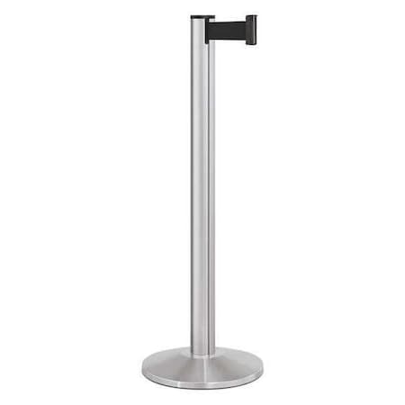 Barrier Post with Belt, Silver, 10 ft Length, 40 in Post Height, No Legend, Satin Chrome MPN:50-3000A/SA/BK