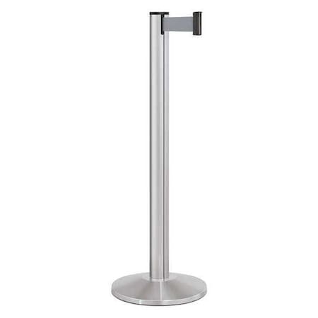 Barrier Post with Belt, Silver, 10 ft Length, 40 in Post Height, No Legend, Satin Chrome MPN:50-3000A/SA/GY