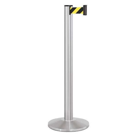 Barrier Post with Belt, Silver, 10 ft Length, 40 in Post Height, No Legend, Satin Chrome MPN:50-3000A/SA/SF