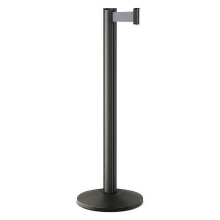 Barrier Post with Belt, Black, 10 ft Length, 40 in Post Height, No Legend, Powder Coated MPN:50-3000A/WB/GY