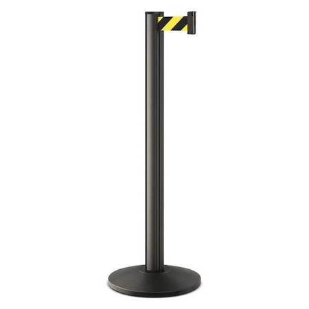 Barrier Post with Belt, Black, 10 ft Length, 40 in Post Height, No Legend, Powder Coated MPN:50-3000A/WB/SF
