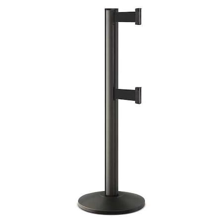 Barrier Post with Belt, Black, 10 ft Length, 40 in Post Height, No Legend, Powder Coated MPN:50-3000DL/WB/BK