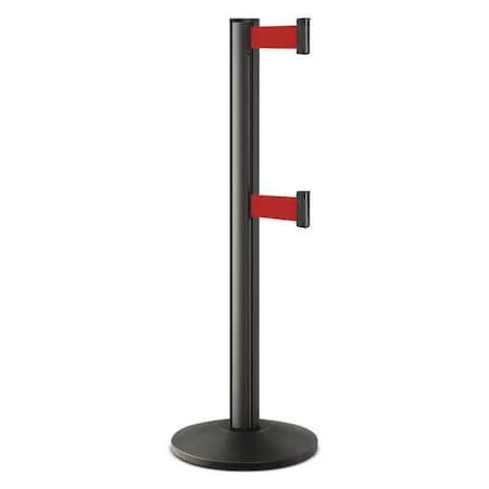 Barrier Post with Belt, Black, 10 ft Length, 40 in Post Height, No Legend, Powder Coated MPN:50-3000DL/WB/RD