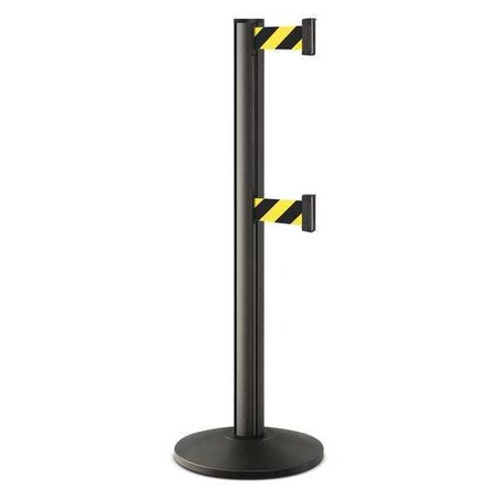 Barrier Post with Belt, Black, 10 ft Length, 40 in Post Height, No Legend, Powder Coated MPN:50-3000DL/WB/SF