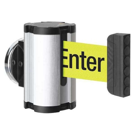 Retractable Belt Barrier, Silver, 10 ft Length, Caution Do Not Enter, Satin Aluminum MPN:50-3010MG/SA/FY/S6