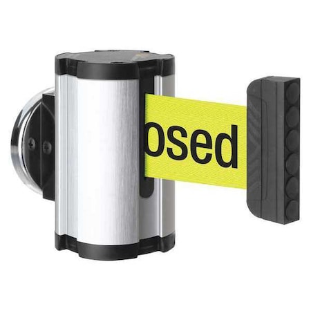 Retractable Belt Barrier, Silver, 10 ft Length, Please Do Not Enter - Temporarily Closed MPN:50-3010MG/SA/FY/S7
