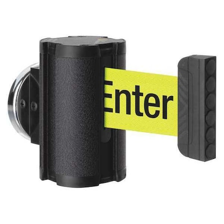 Retractable Belt Barrier, Black, 10 ft Length, Caution Do Not Enter, Wrinkle MPN:50-3010MG/WB/FY/S6