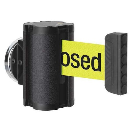 Retractable Belt Barrier, Black, 10 ft Length, Please Do Not Enter - Temporarily Closed, Wrinkle MPN:50-3010MG/WB/FY/S7