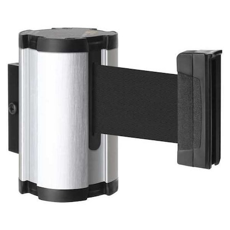 Retractable Belt Barrier, Silver, 10 ft Length, Satin Aluminum MPN:50-3010SA/BK