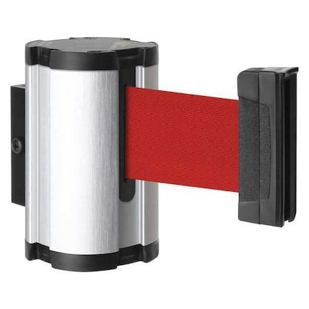 Retractable Belt Barrier, Silver, 10 ft Length, Satin Aluminum MPN:50-3010SA/RD