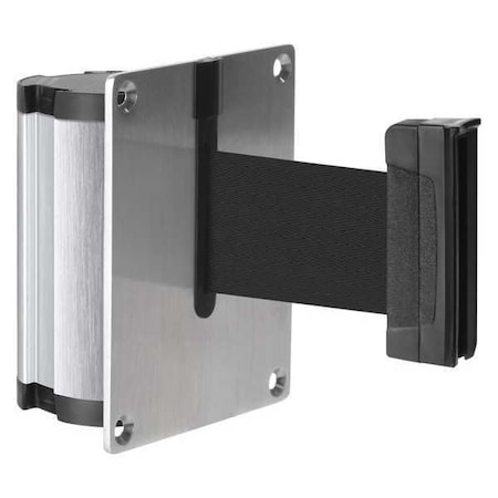 Concealed Retractable Belt Barrier, Silver, 10 ft Length, No Legend, Satin Aluminum MPN:50-3012BK