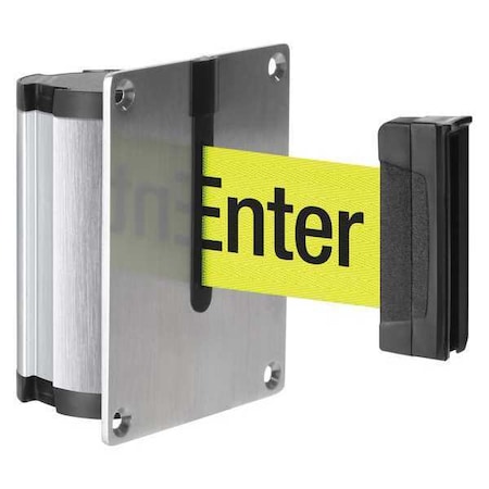 Concealed Retractable Belt Barrier, Silver, 10 ft Length, Caution Do Not Enter, Satin Aluminum MPN:50-3012FY/S6