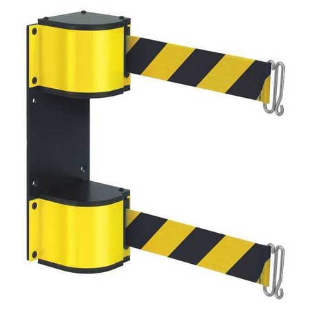 Dual Retractable Belt Barrier, Yellow, 18 ft Length, Powder Coated MPN:50-3015DL/YL/18/SF/SH