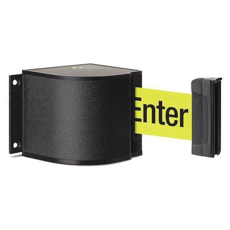Retractable Belt Barrier, Black, 18 ft Length, Caution Do Not Enter, Wrinkle MPN:50-3015WB/18/FY/F6